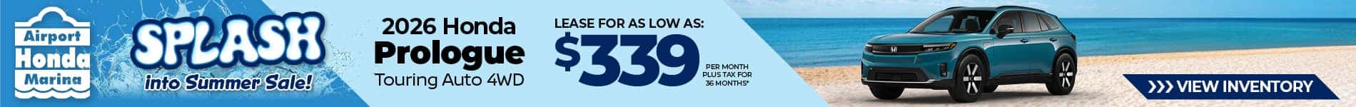 Lease a 2026 Honda Prologue Touring for $339 per month for 36 months.