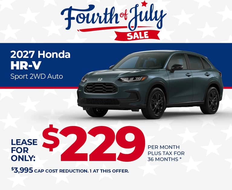 Lease a 2027 Honda HR-V Sport for $229 per month for 24 months.