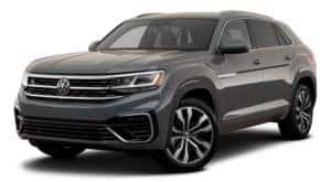 A grey 2022 Volkswagen Atlas Cross Sport SEL is shown facing left.