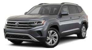 A grey 2022 Volkswagen Atlas is shown facing left.