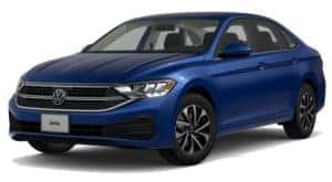 A blue 2022 Volkswagen Jetta S is shown facing left.