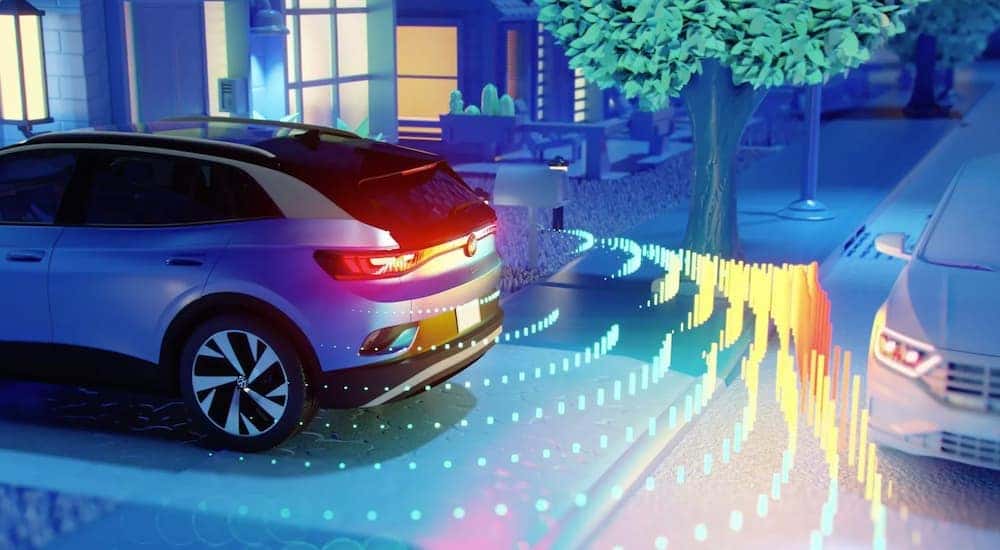 A simulation of the IQ Drive is shown at a VW Dealer in Kent.