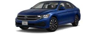 A blue 2022 Volkswagen Jetta S is shown angled left.