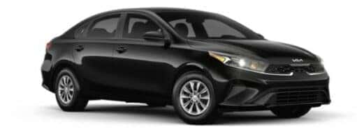 A black 2022 Kia Forte LX is angled right.