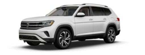 A white 2022 Volkswagen Atlas SEL is angled left.