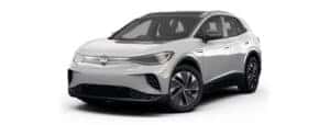 A grey 2022 Volkswagen ID.4 Electric Vehicle is shown angled left.