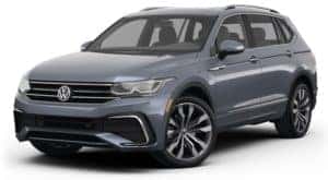 A grey 2022 Volkswagen Tiguan SE is shown angled left.