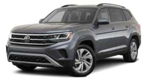 A grey 2023 Volkswagen Atlas SE is angled left.