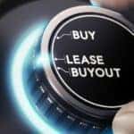 A hand turning a buy, lease, or buyout knob is shown.