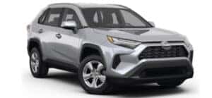 A silver 2023 Toyota RAV4 is shown angled right.