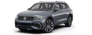 A grey 2023 Volkswagen Tiguan SEL R-Line is shown angled left.