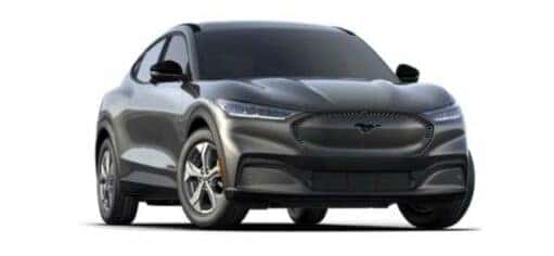 A grey 2023 Ford Mustang Mach-E is shown angled right.