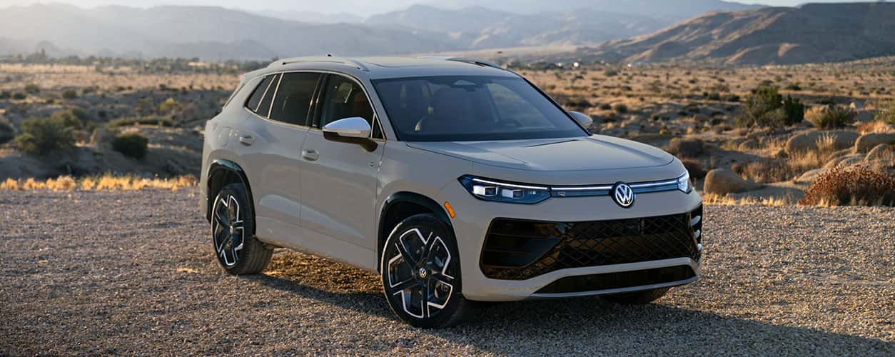 2025 VW Tiguan parked on a mountain in grey color