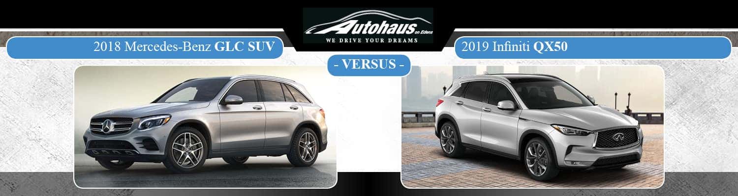 18 Mercedes Benz Glc Suv Vs Infiniti Qx50 Autohaus On Edens