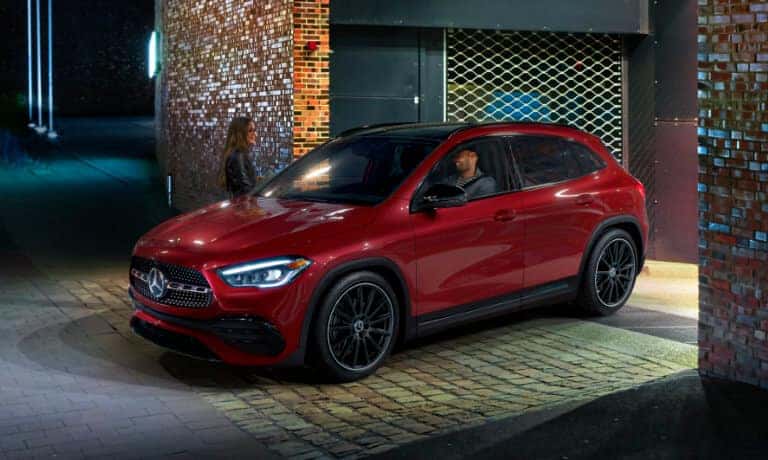 2022 Mercedes-Benz GLA SUV exterior leaving parking garage