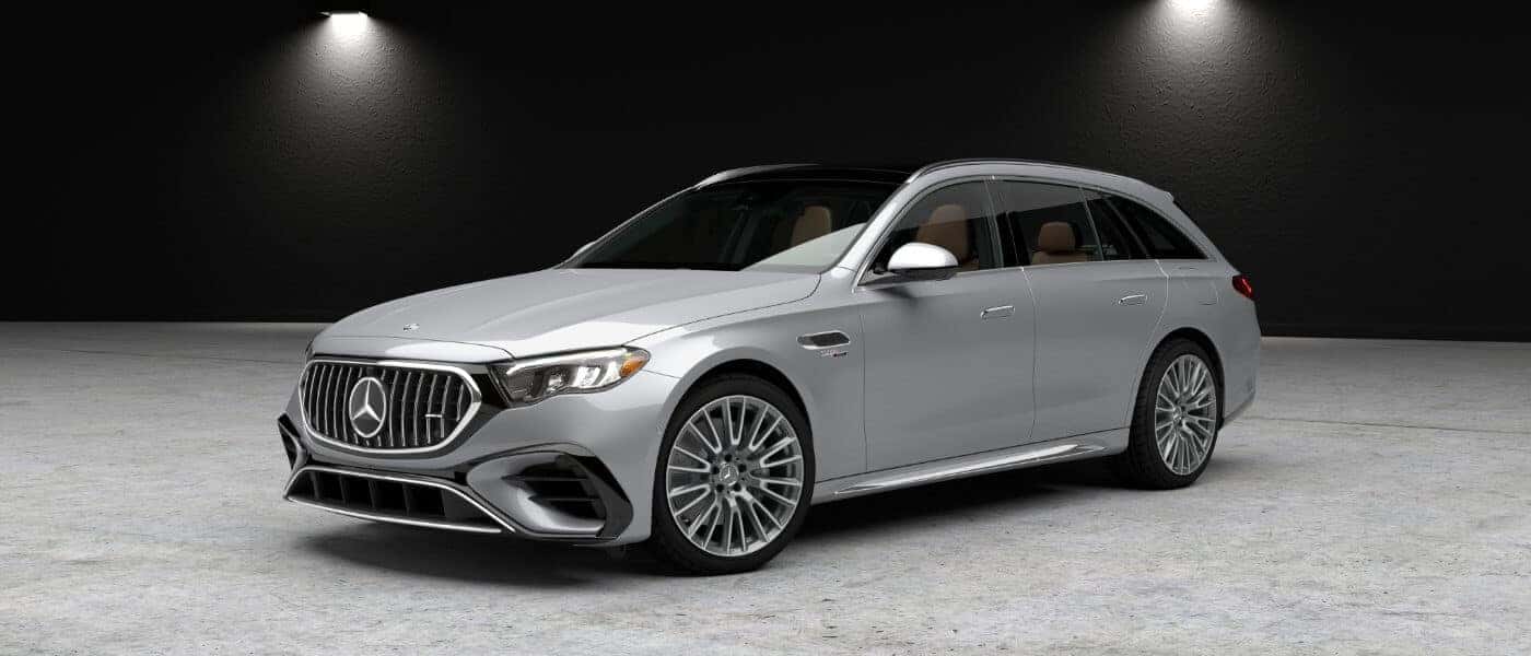 2027 Mercedes-Benz E-Class All Terrain Exterior Side Angle Parked In Dark Room