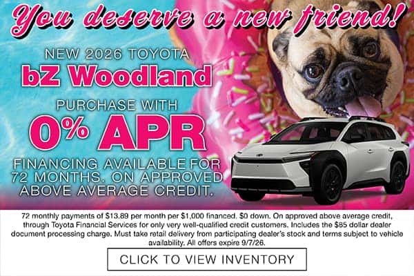 New 2026 bZ Woodland August APR Offer