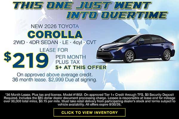 NEW 2026 Corolla September Lease Offer