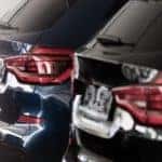 A row of luxury SUVs are shown at a used car lot near Lexington.