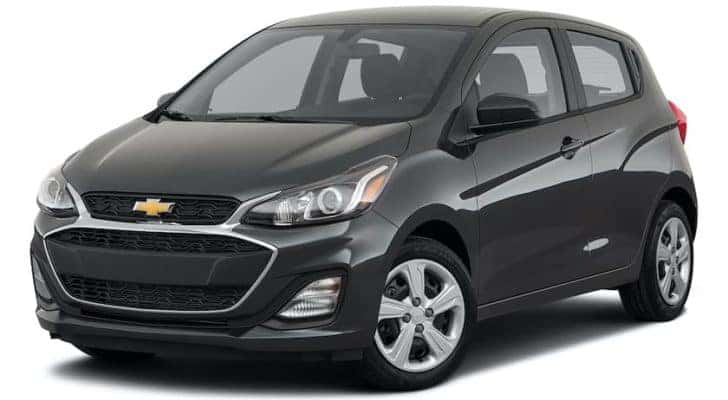 A black 2021 Chevy Spark is angled left.