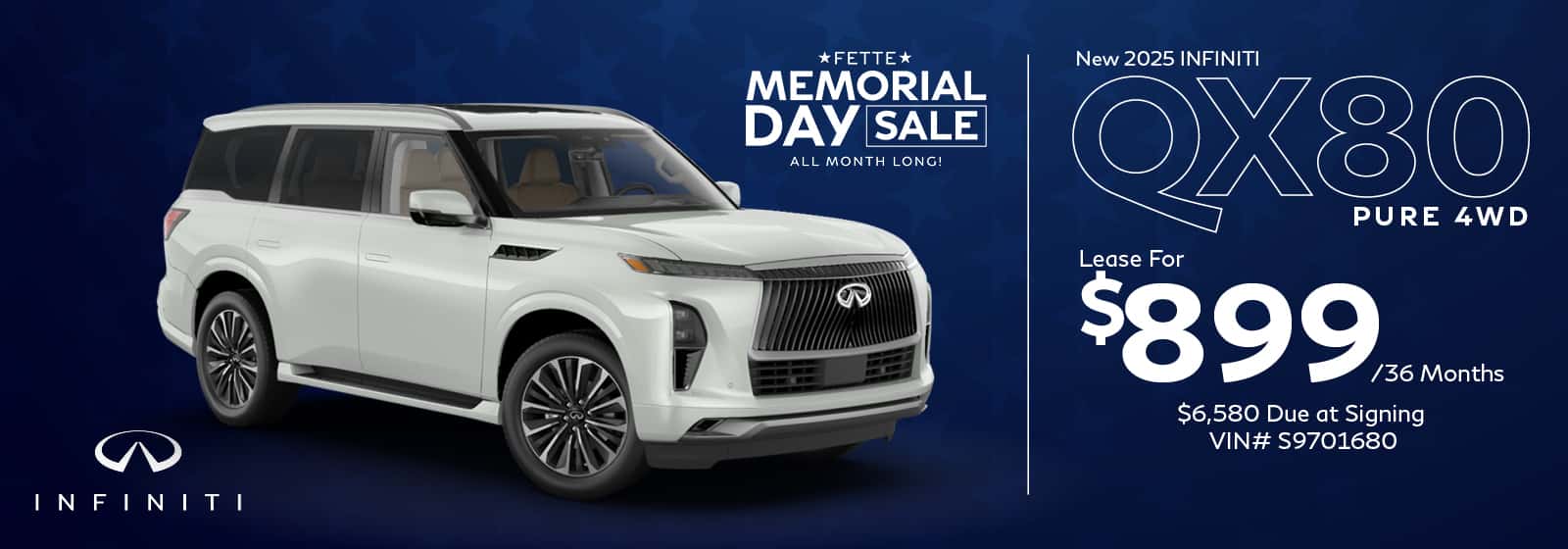 QX80 Pure 4WD Lease Offer