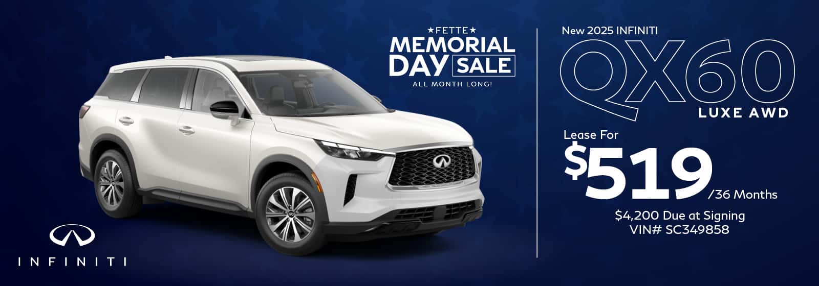 2025 INFINITI QX60 Luxe AWD Lease Offer