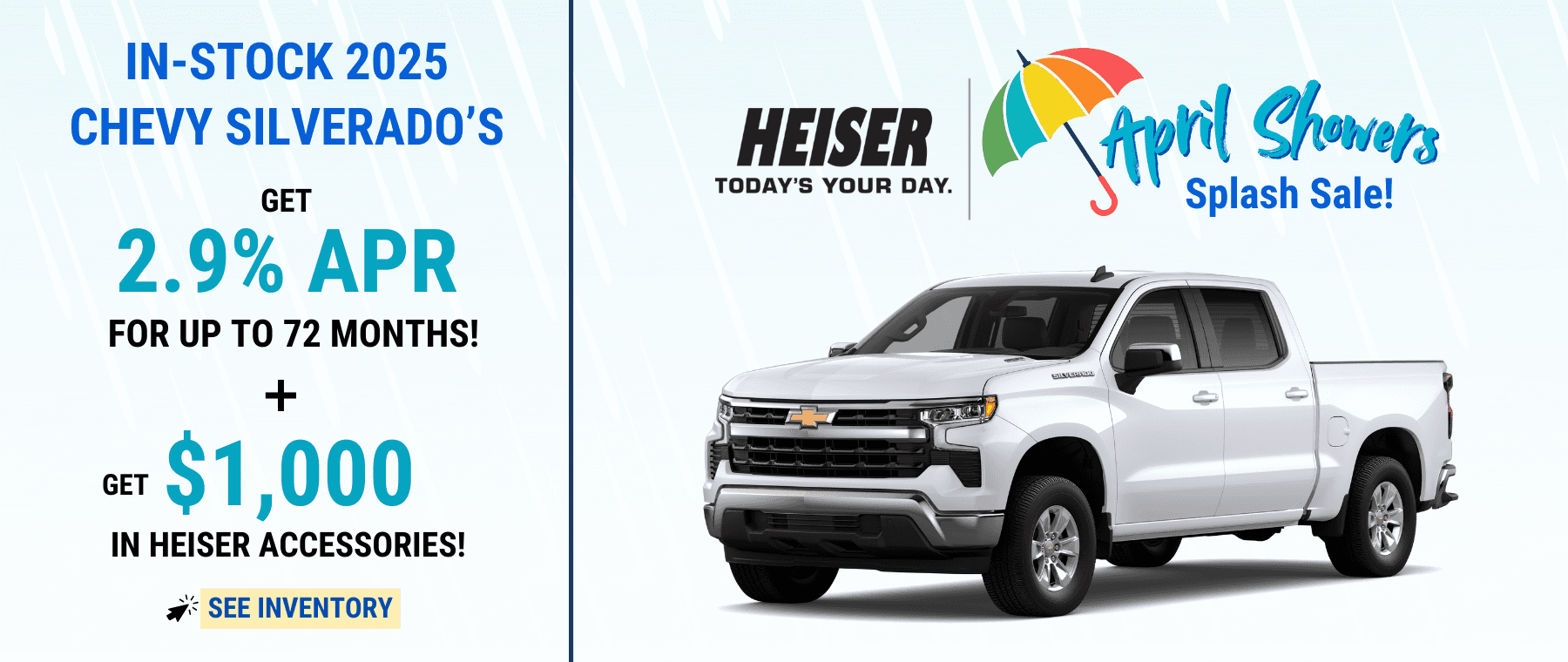 2025 Chevy Silverado low APR and $1,000 in Heiser accessories