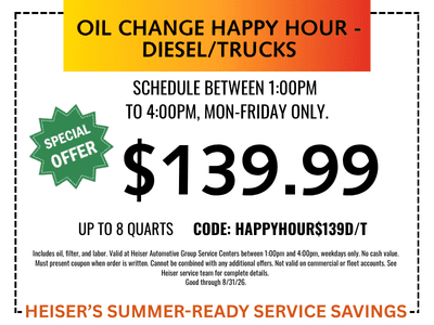 Oil change happy hour - diesel/trucks