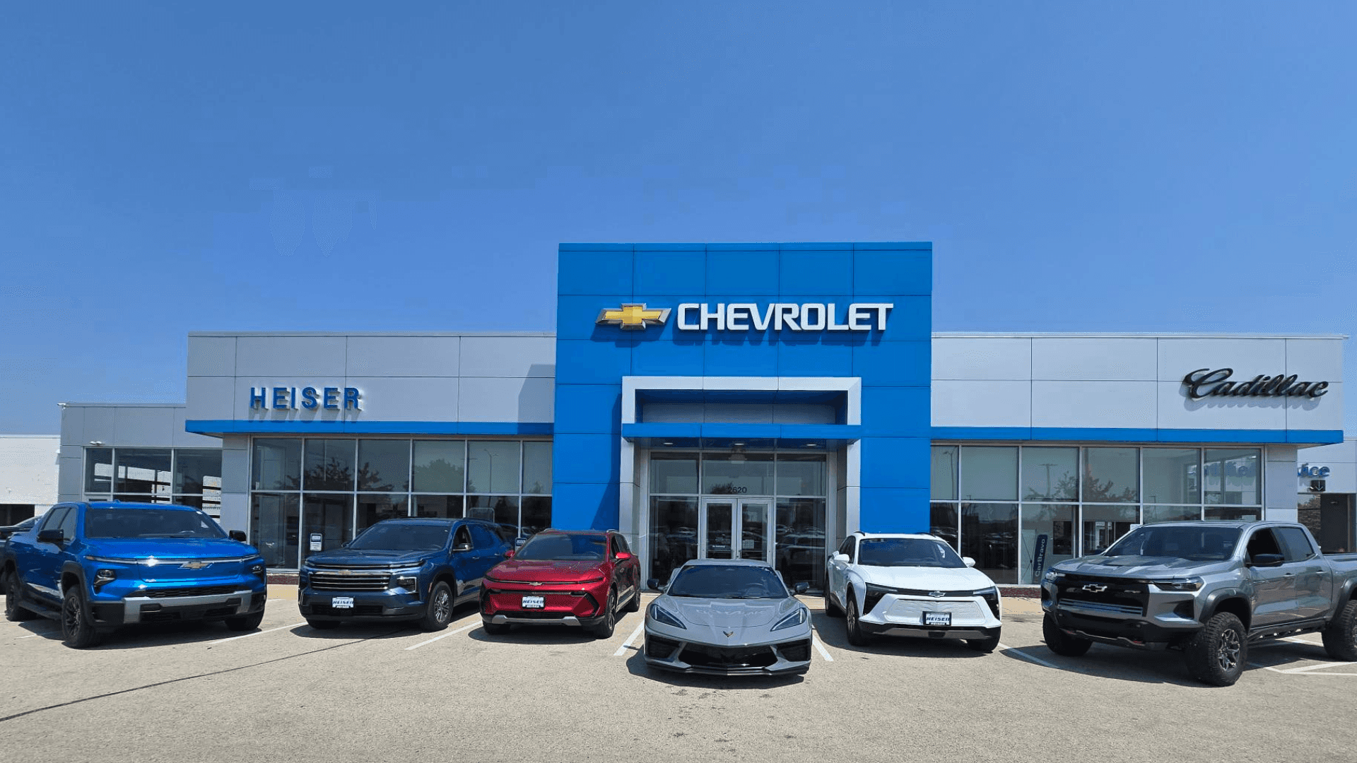 An exterior shot of a Chevrolet dealership