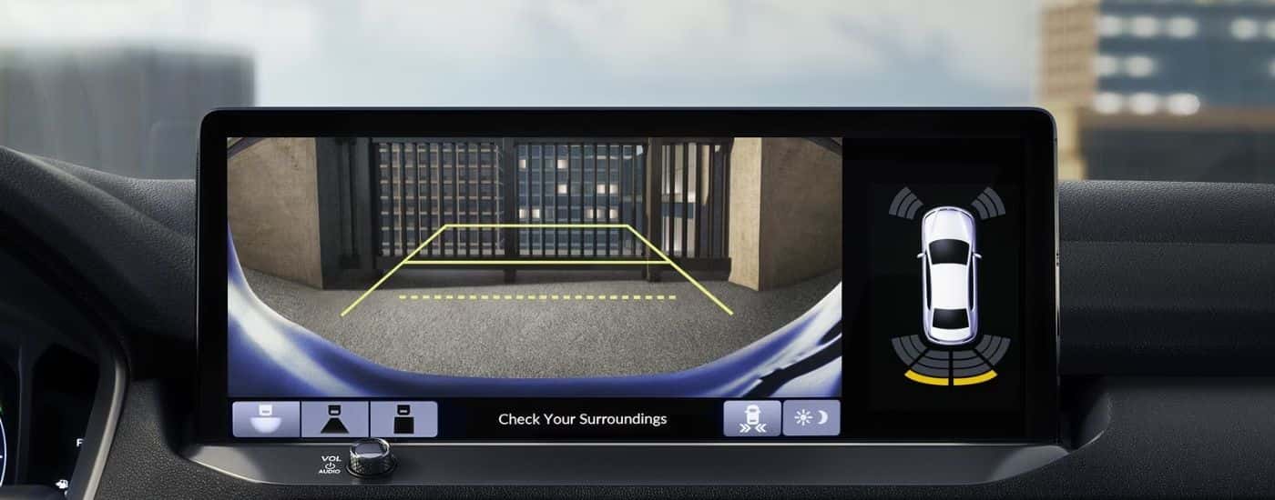 Back-up camera on a 2026 Honda Accord showing a gate.