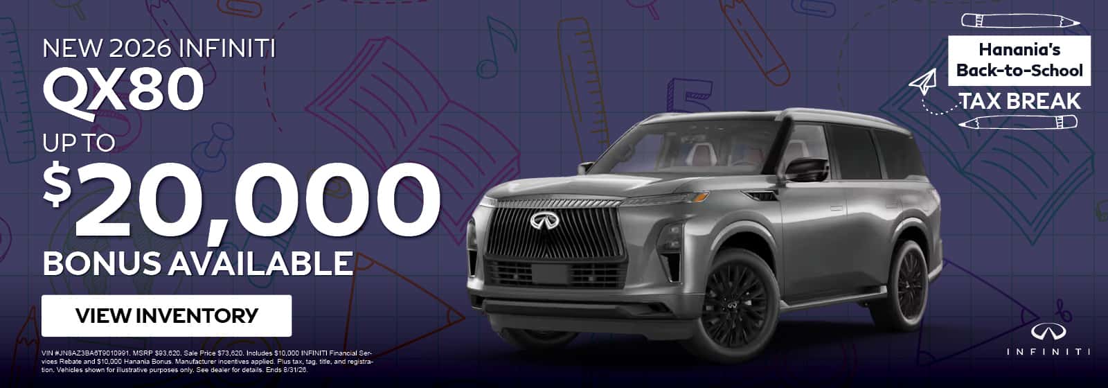 2026 QX80 - up to $20,000 off msrp
