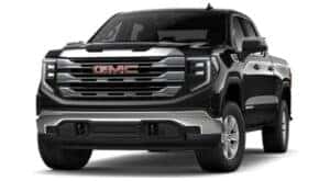 A black 2023 GMC Sierra 1500 is shown angled left.