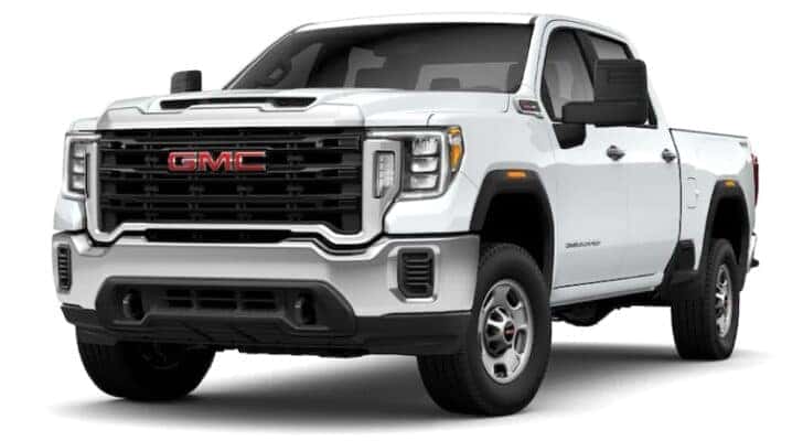 A white 2023 GMC Sierra 2500 HD Pro is shown angled left.