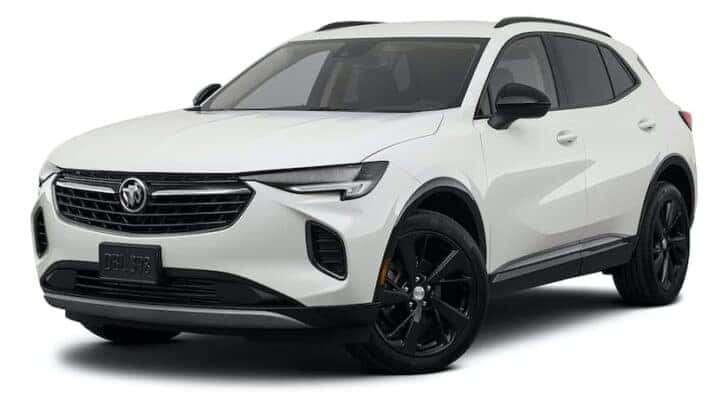 A white 2023 Buick Envision is angled left.