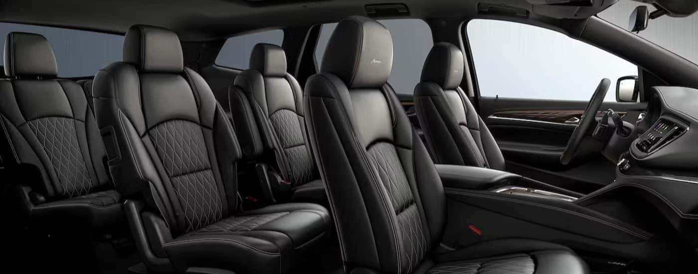 Black leather interior in a 2024 Buick Enclave Avenir