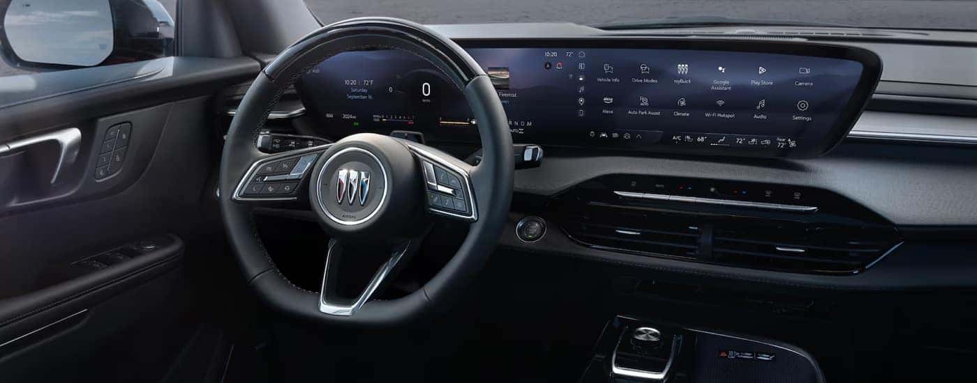 The steering wheel and digital dash in a 2025 Buick Enclave.