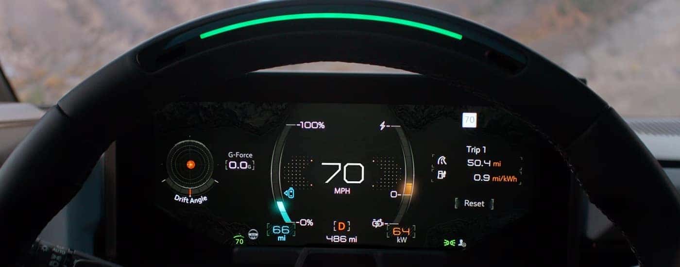Close-up of the Super Cruise feature in a 2024 GMC Hummer EV Pickup.