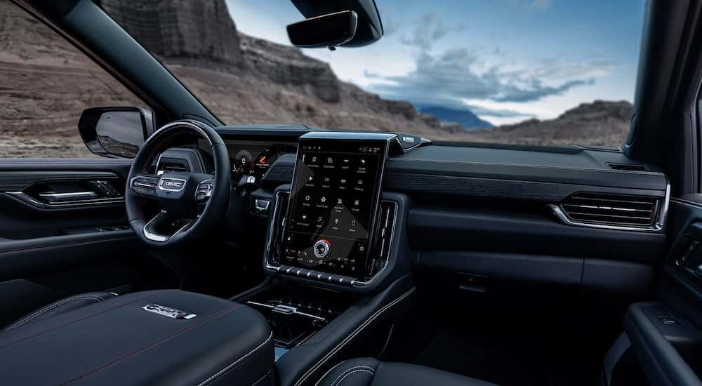 The black interior of a 2025 GMC Yukon XL.