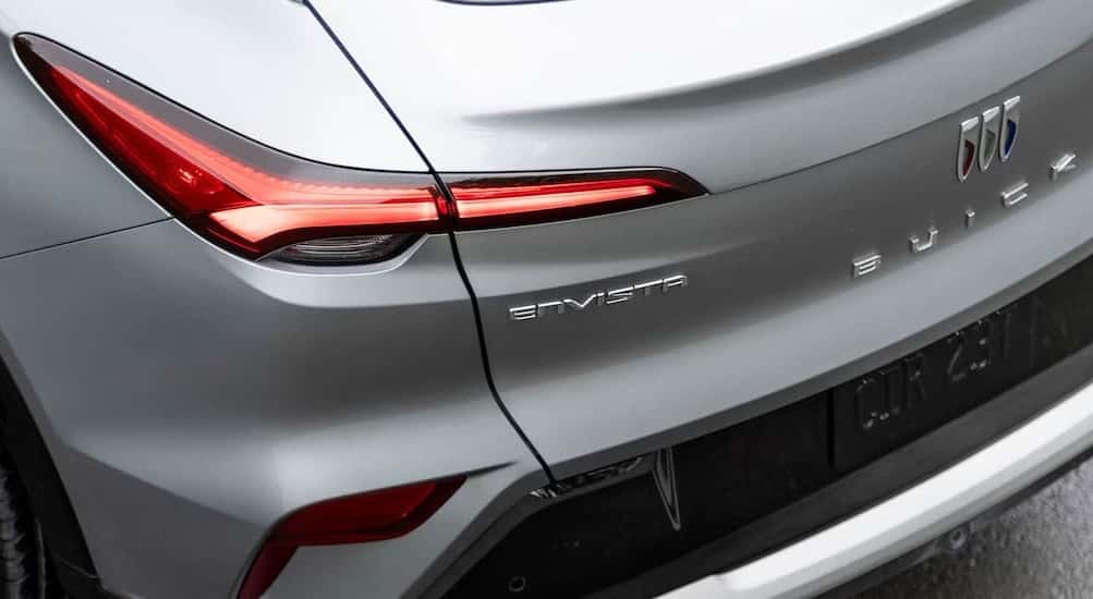 Close-up of the rear-end on a silver 2025 Buick Envista.