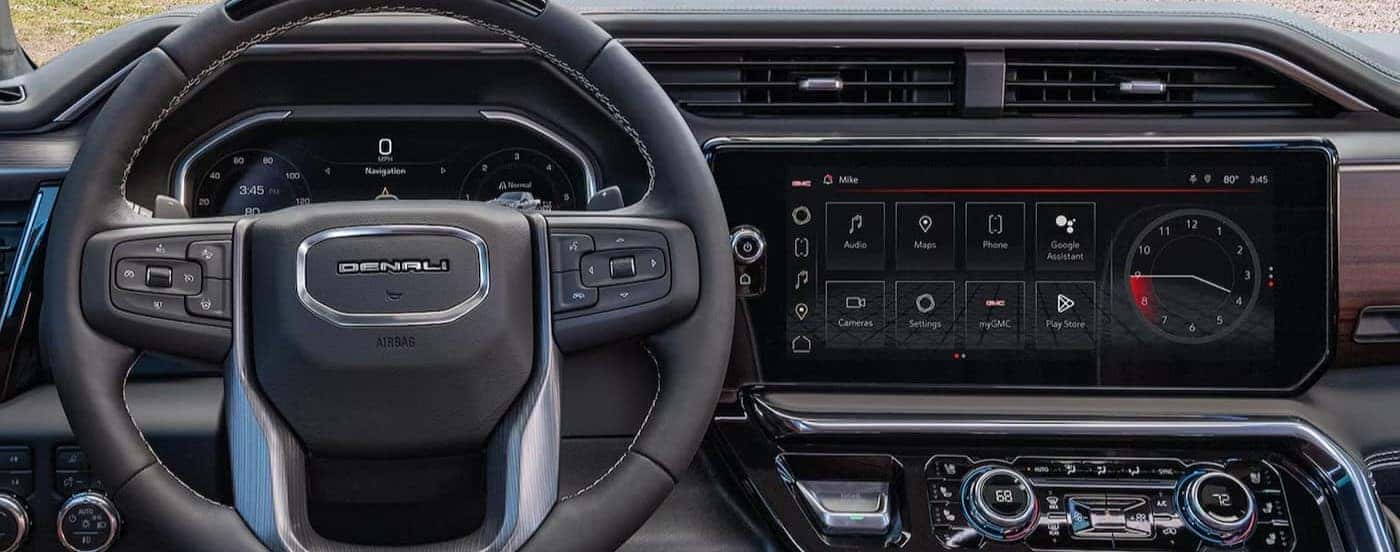 Close-up of dash in a 2025 GMC Sierra 1500 for sale near Duluth.