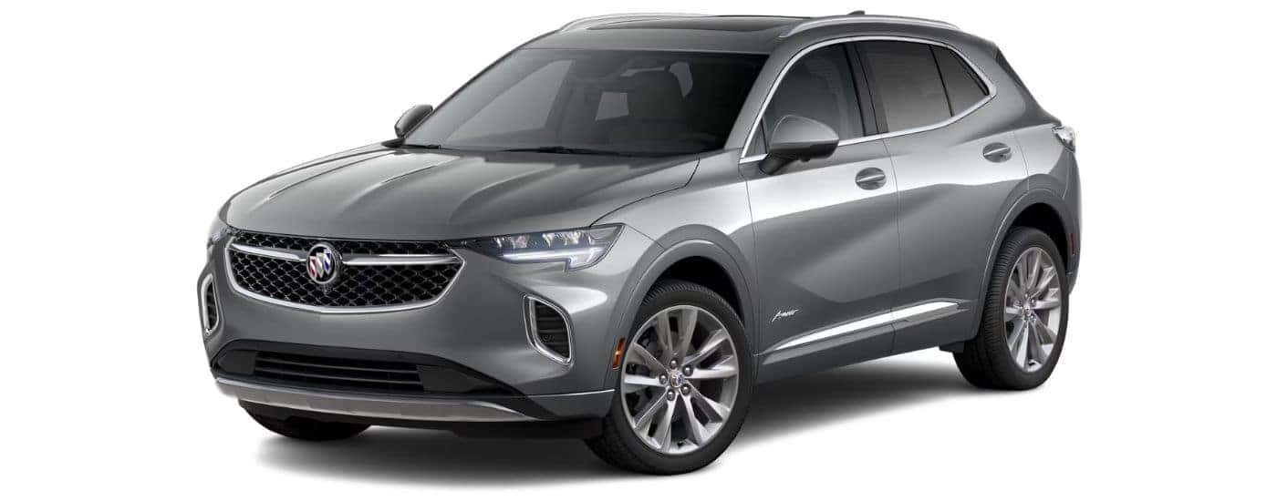 A silver 2023 Buick Envision Avenir angled left.