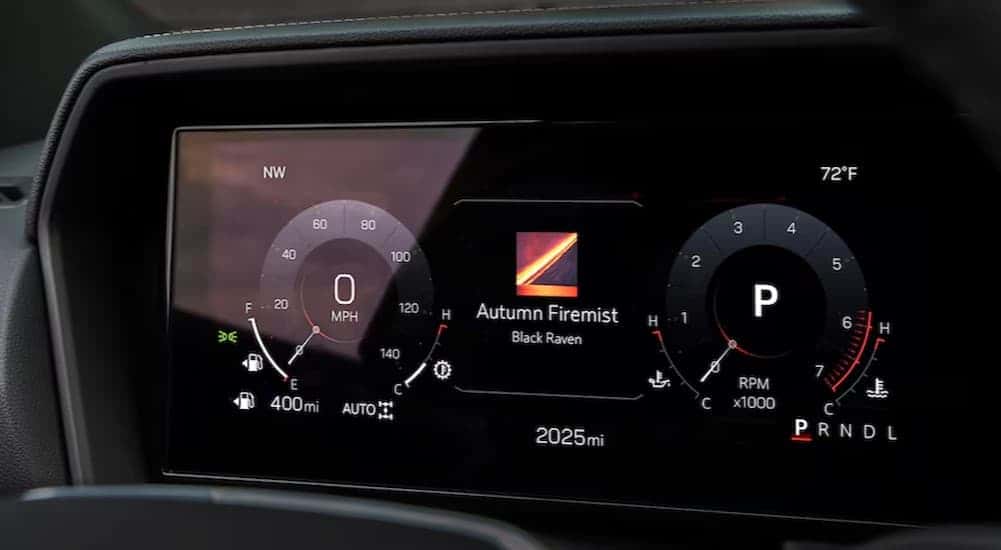 Close-up of the infotainment screen in a 2025 GMC Terrain.