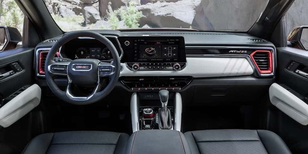 Black interior of a 2025 GMC Canyon.