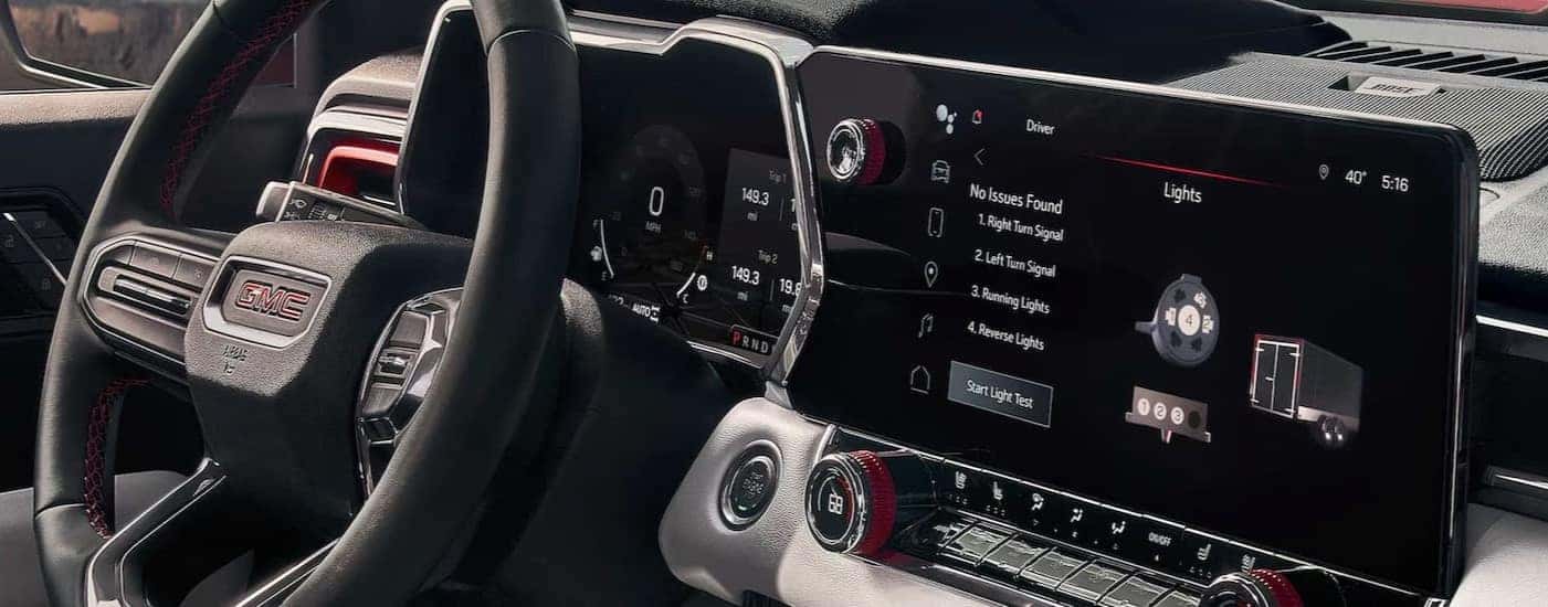 Close-up of the dash in a 2025 GMC Canyon.