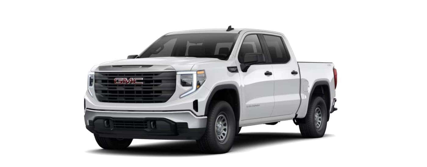 A white 2026 GMC Sierra 1500 angled left.