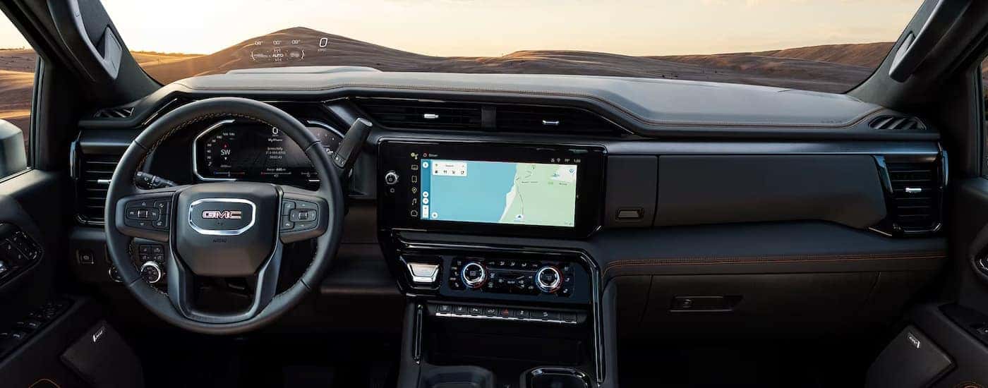 Infotainment and digital gauge cluster on a 2026 GMC Sierra 2500 HD