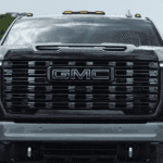 Front grille of a grey 2026 GMC Sierra 2500 HD Denali Ultimate for sale near Alpharetta