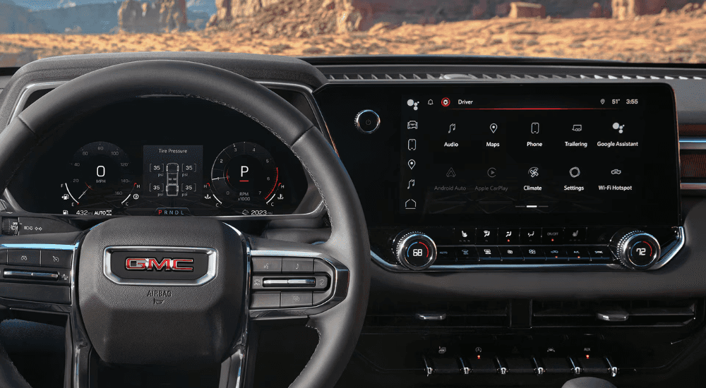Black interior of a 2026 GMC Canyon