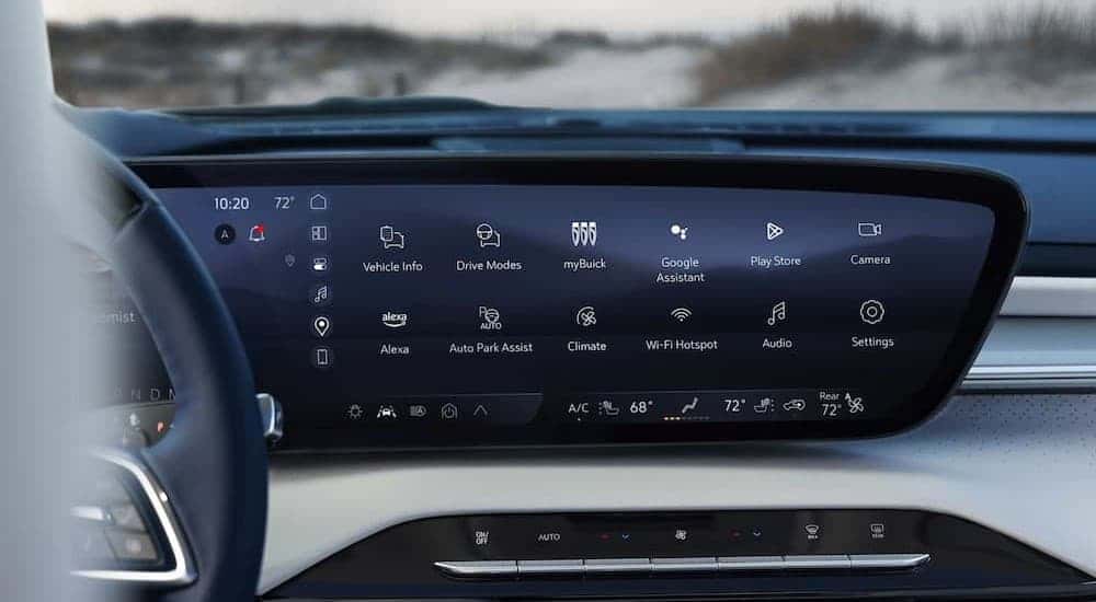 Close-up of an infotainment screen in a 2026 Buick Enclave.