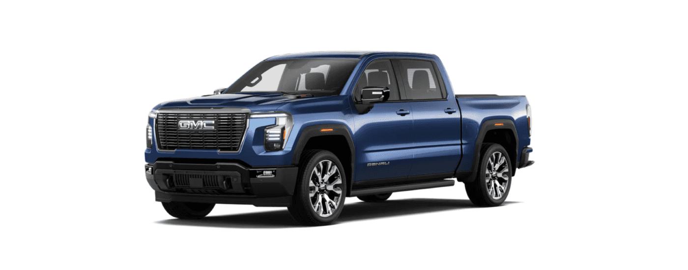 A blue 2027 GMC Sierra 1500 Denali model